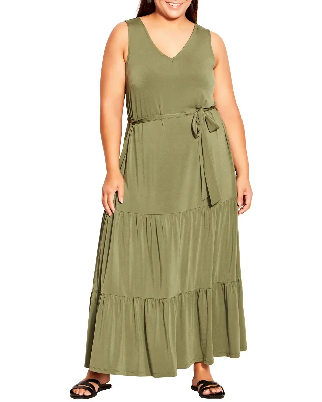 Online Only Nadia Tiered Maxi Dress | Olive Green