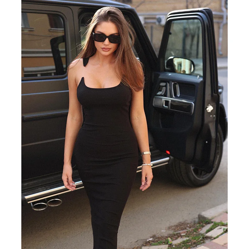 Flash Deals Solid Color Slim Fit Elegant Camisole Dress