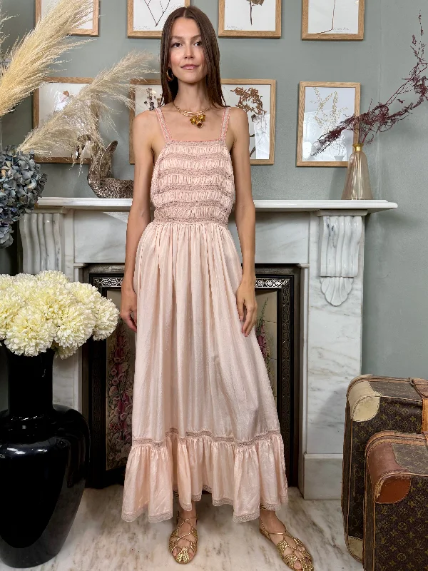 New Deals Janet Reiger, blush pink silk and lace dress
