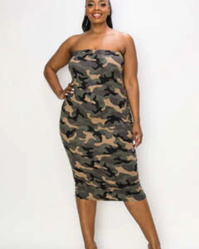 Markdown Madness Ariana Camo Tube Dress | Olive Airforce Moss