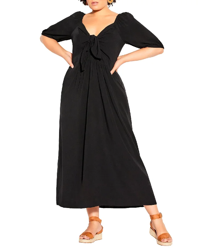 Year-End Clearance Capri Classic Tie Front Maxi Dress | Black
