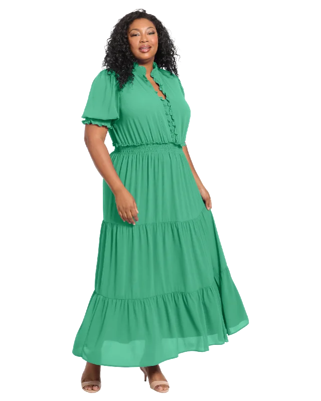 Super Sale Eva Ruffle Sleeve Maxi Dress | Kelly Green