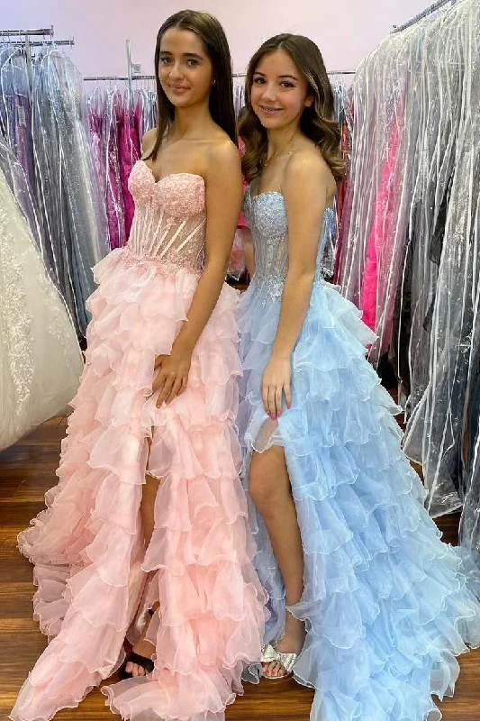 Reduced Prices Strapless A-Line Sweetheart Ruffles Empire-Waist Long Prom Dress