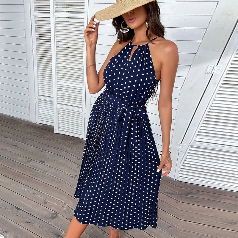 Epic Deals Summer Fashion Polka Dot Halterneck Maxi Dress