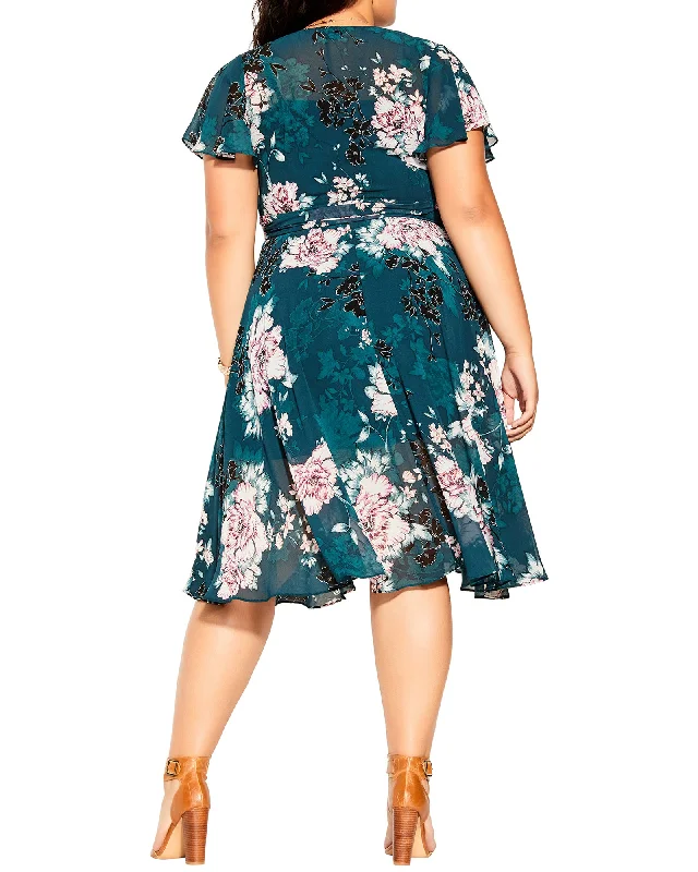 Sneak Peek Sale Blossom Floral Wrap Dress | Forest Green / Pink