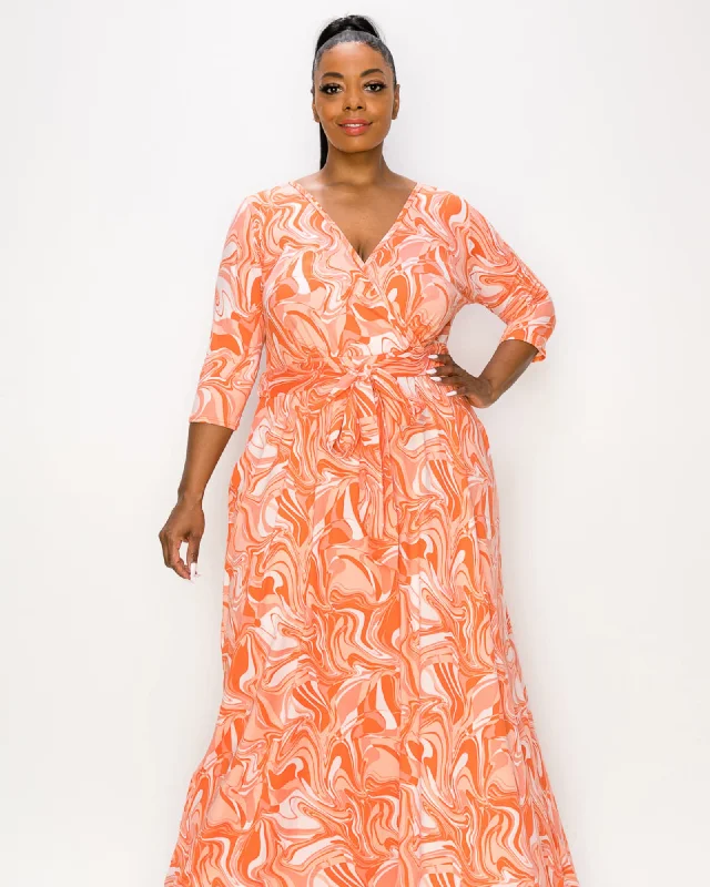 Bargain Blast Hayden Marble Wrap Dress | Coral
