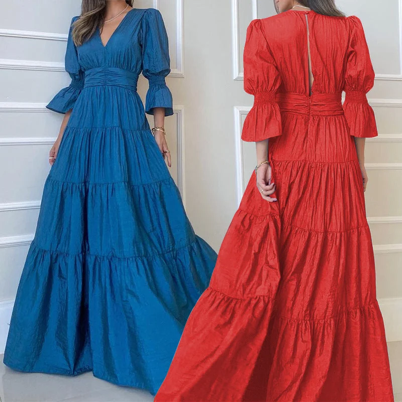 Instant Discount Elegant Women's Fashion Long Sleeve Midi Dress