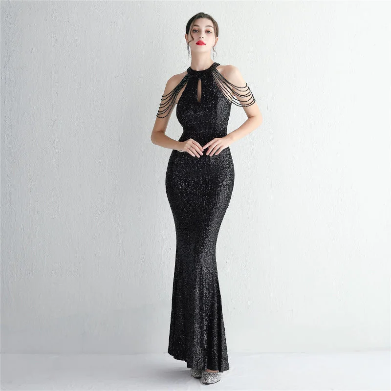 Flash Sale New Version of Sparkling Sequin Elegant Full Length Dress