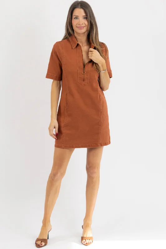 Unbeatable Prices DEMI DENIM RUST MINI DRESS