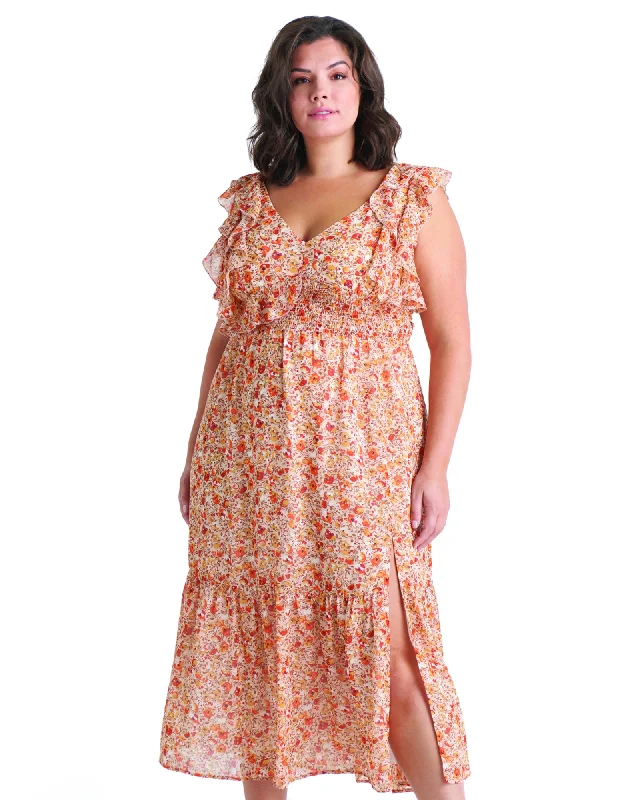 Special Promotion Kiara Tie Back Middle Dress | Orange / White