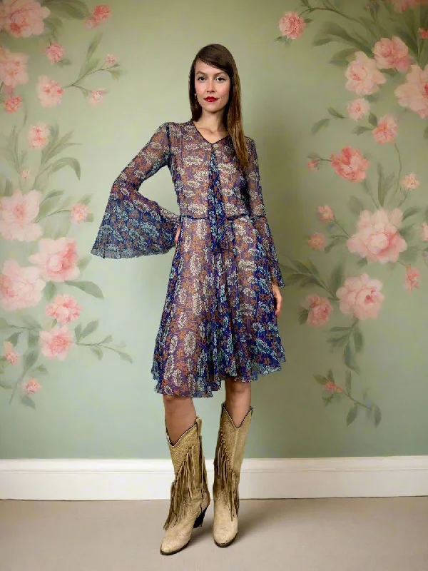 Limited Time Clarina, 30s floral print chiffon dress
