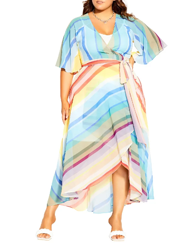 Limited Time Discount Avril Striped Maxi Dress | Turquoise / Yellow