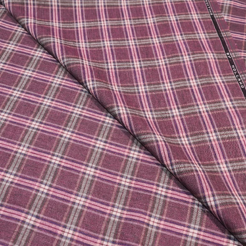 Shop and Save Purple Plaid Outlet Linen Suiting Holland & Sherry Fabric