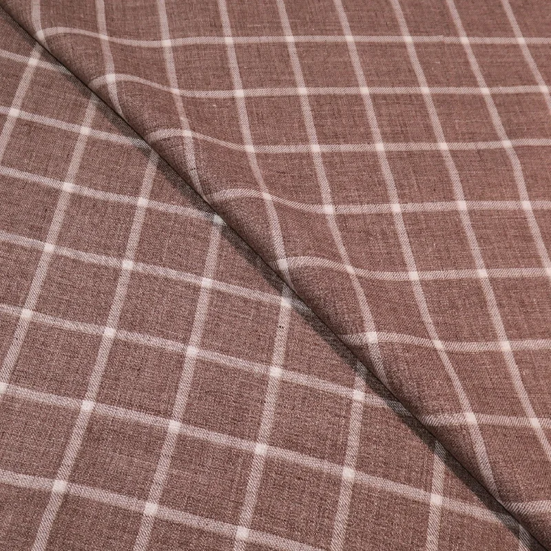 Steals and Deals Grey with White Windowpane Outlet Luxury Linen Suiting Holland & Sherry Fabric