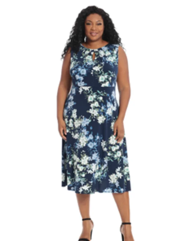 Special Price Jasmine Sleeveless Floral Midi Dress | Navy