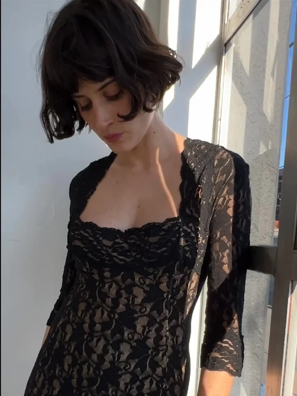Great Deals 80s Black Lace Lingerie Dress (S)
