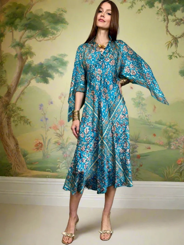 Daily Deals Chantal, 70s silk Indian floral dress