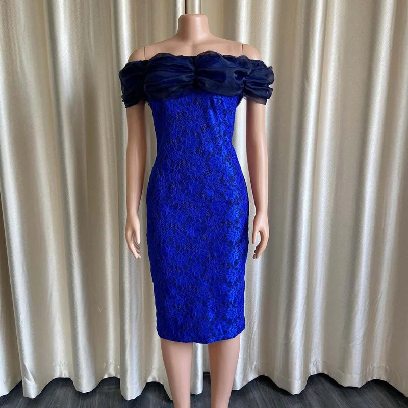 Massive Deals New Arrival Lace and Mesh Patchwork One-Shoulder Maxi Dress