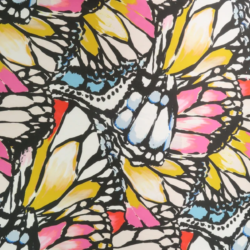 Blowout Deals Multicolored Floral on White Background Printed Polyester Mikado Fabric