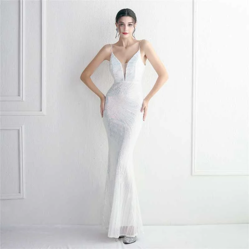 Price Rollback Sexy Flower Bead Sequin Evening Party Long Dress
