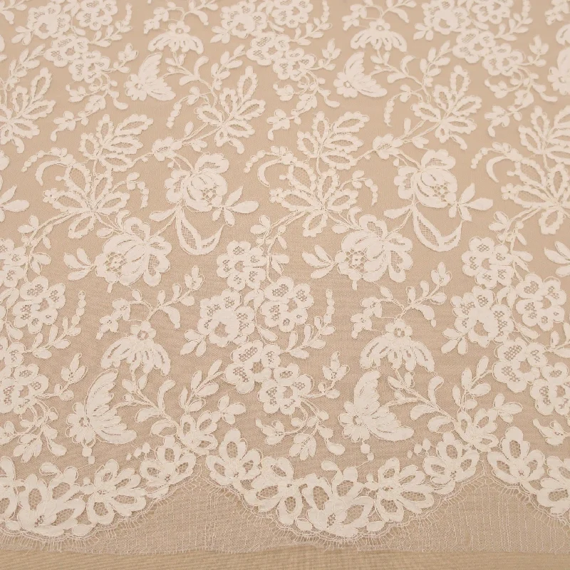 Closeout Ivory Floral Embroidered Corded Lace