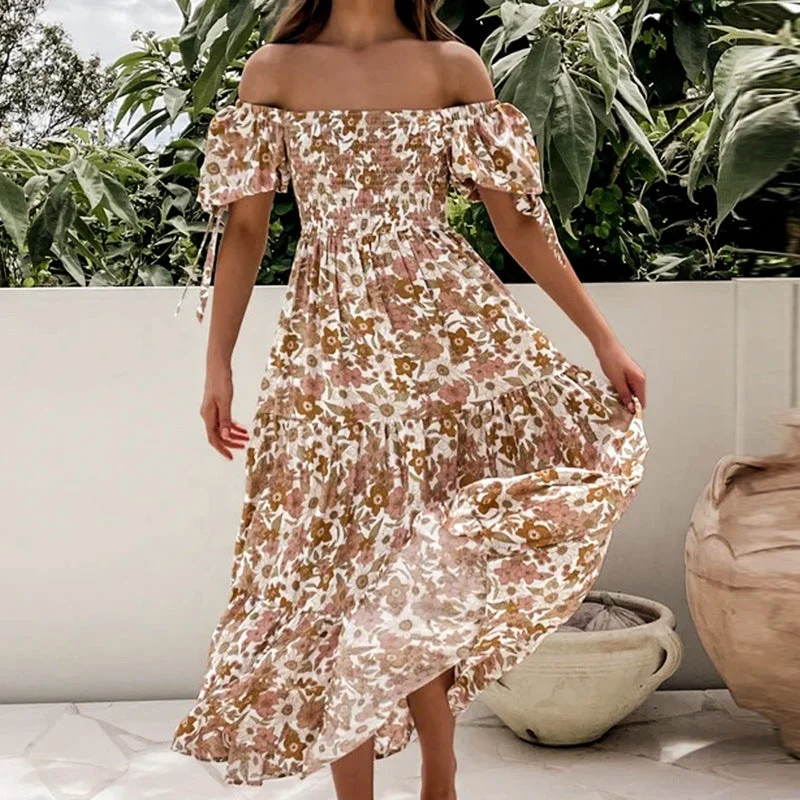 New Markdowns New Slim-fit Printed Beach Maxi Dress