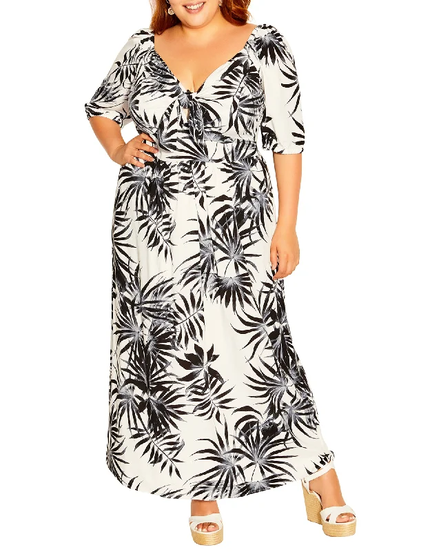 Exclusive Online Offer Acacia Botanical Tie Front Maxi Dress | Black / Ivory