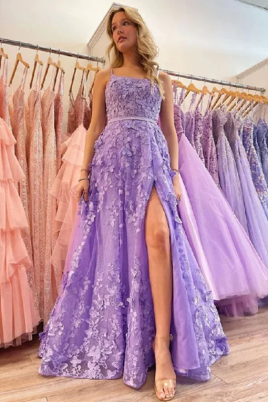 Deal Alert A-Line Spaghetti Straps Lace Appliques Empire-Waist Prom Dress with Slit Deal Alert A-Line Spaghetti Straps Lace Appliques Empire-Waist Prom Dress with Slit