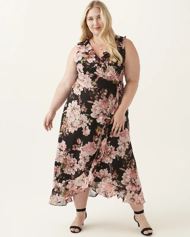 Buy Now Lyla Ruffle Hem Maxi Dress | Black / Pink