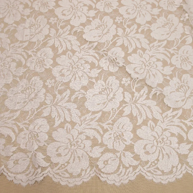 Major Savings Off White Floral Embroidered Double Scalloped Lace