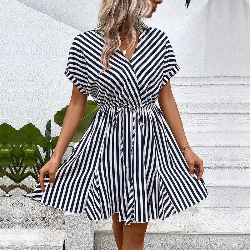 Can't Miss New Fashion Collared Striped Shirt Dress