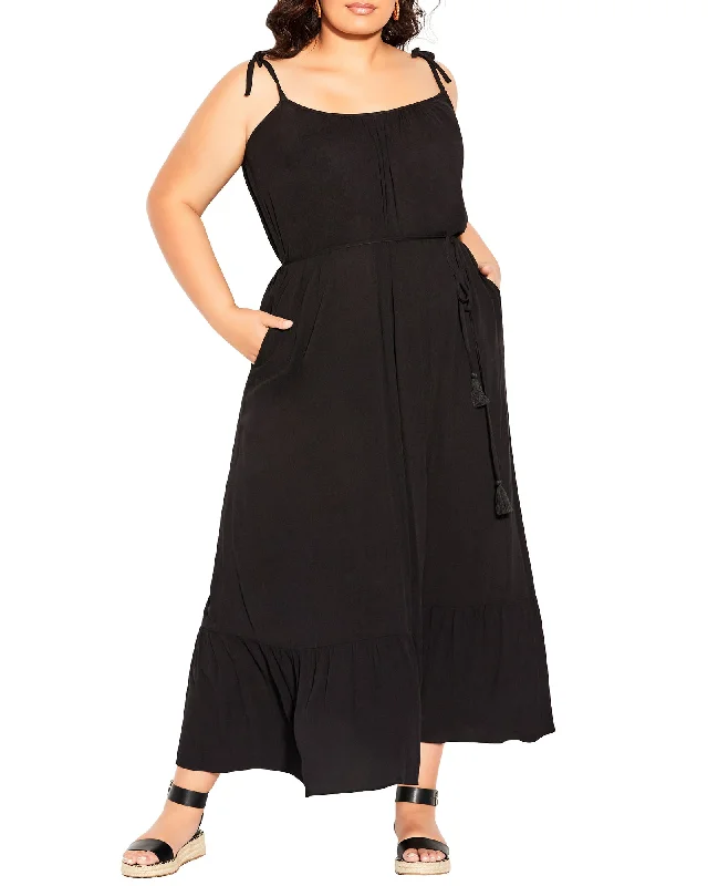 Time-Limited Offer Natalia Tropical Escape Maxi Dress | Black