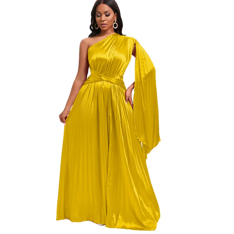 Bargain Prices Asymmetrical Folded Off-Shoulder Waist Cinched Dress
