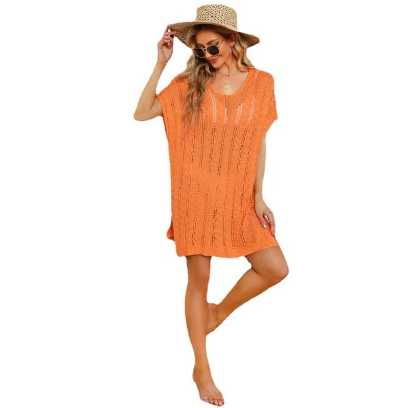Exclusive Offers V-neck Solid Cut Out Beach Dress