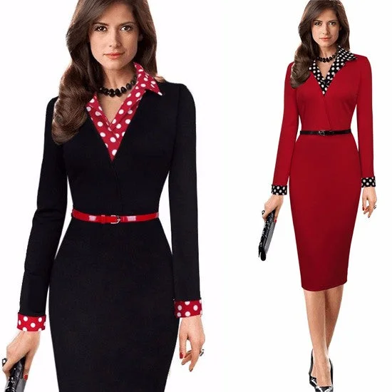 Price Drop Women's Office Casual Long Sleeve Dress