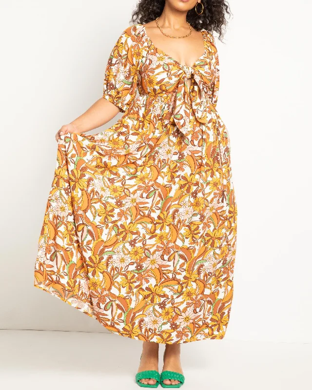 Customer Appreciation Sale Isabella Safari Floral Summer Dress | Yellow / Rust