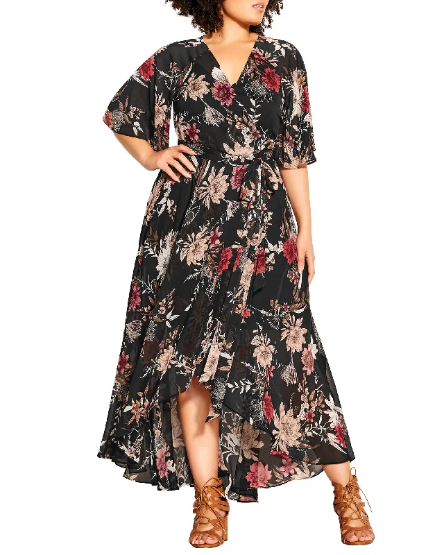 Flash Deals Maryam Botanical Maxi Dress | Black / Tan