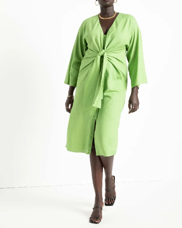 Super Savings Chayenne Linen Tie Front Dress | Light Green