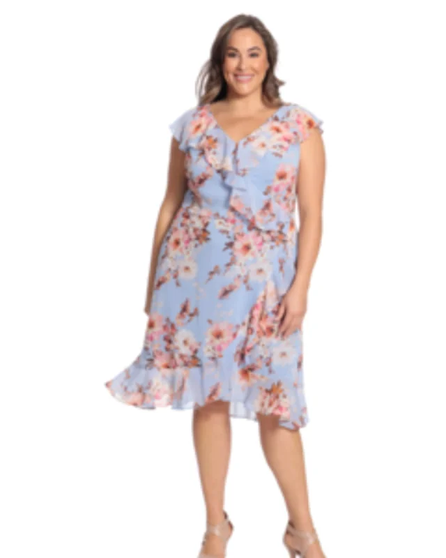 Bargain Bin Cora Wrap Dress | blue white
