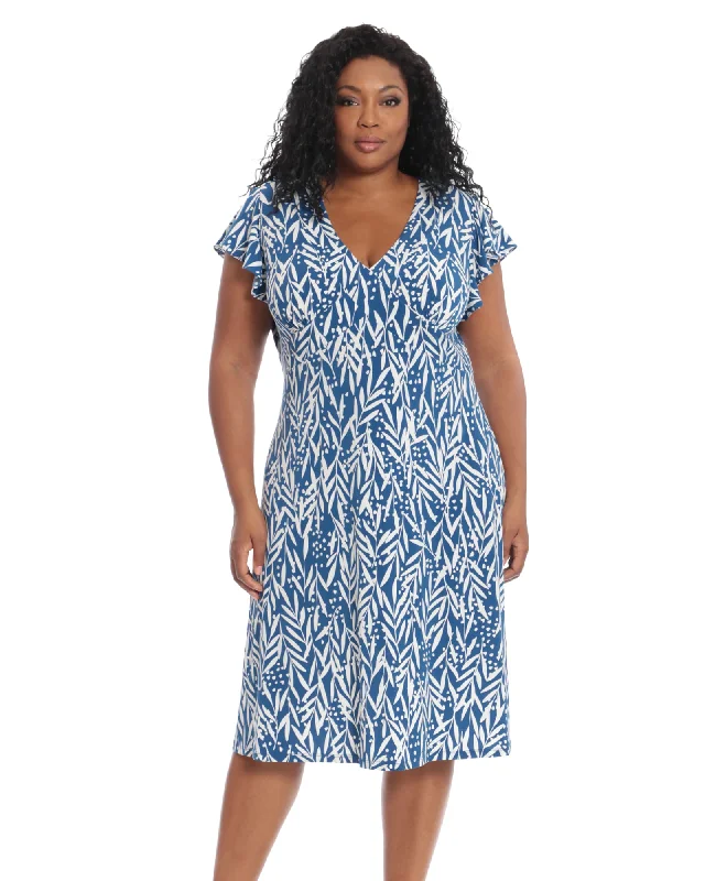 Exclusive Savings Lilly Ruffle Sleeve Midi Dress | Blue/White