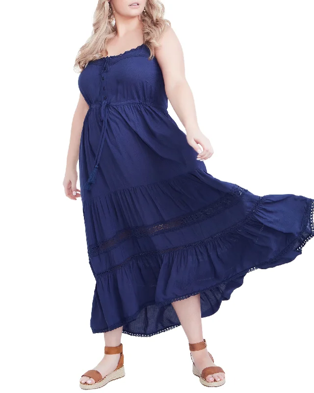 Crazy Savings Cecilia Hi-Lo Lace Maxi Dress | Navy