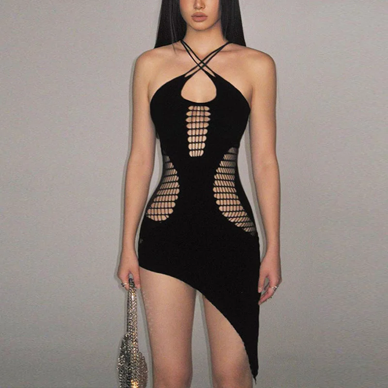 Quick Sale New Sexy Hollow-out Perspective Bodycon Dress