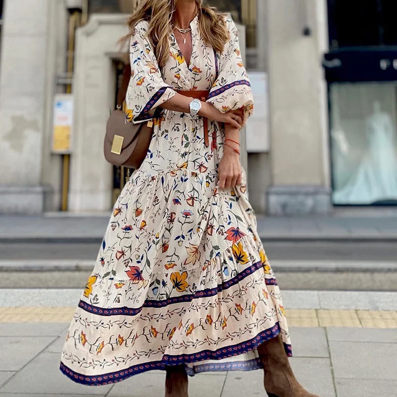 Final Markdown Fashion Essential Bohemian Print Maxi Dress