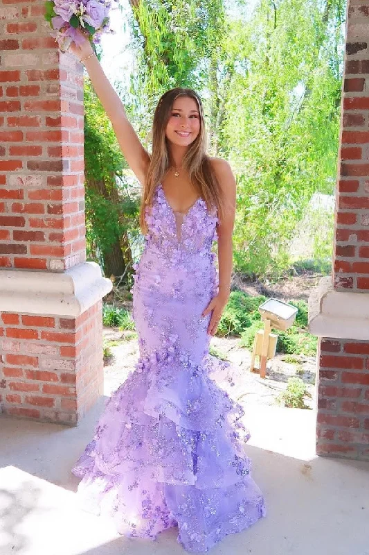Exclusive Online Offer Stunning V-Neck Spaghetti Straps Appliques Mermaid Prom Dress Purple Exclusive Online Offer Stunning V-Neck Spaghetti Straps Appliques Mermaid Prom Dress Purple