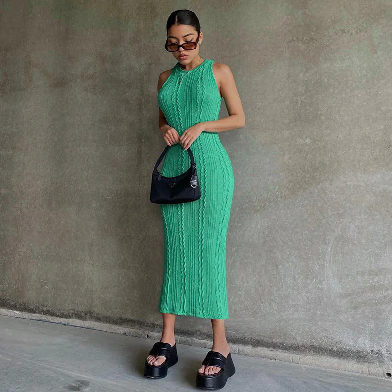 Big Savings Casual Sleeveless Knit Round Neck Dress