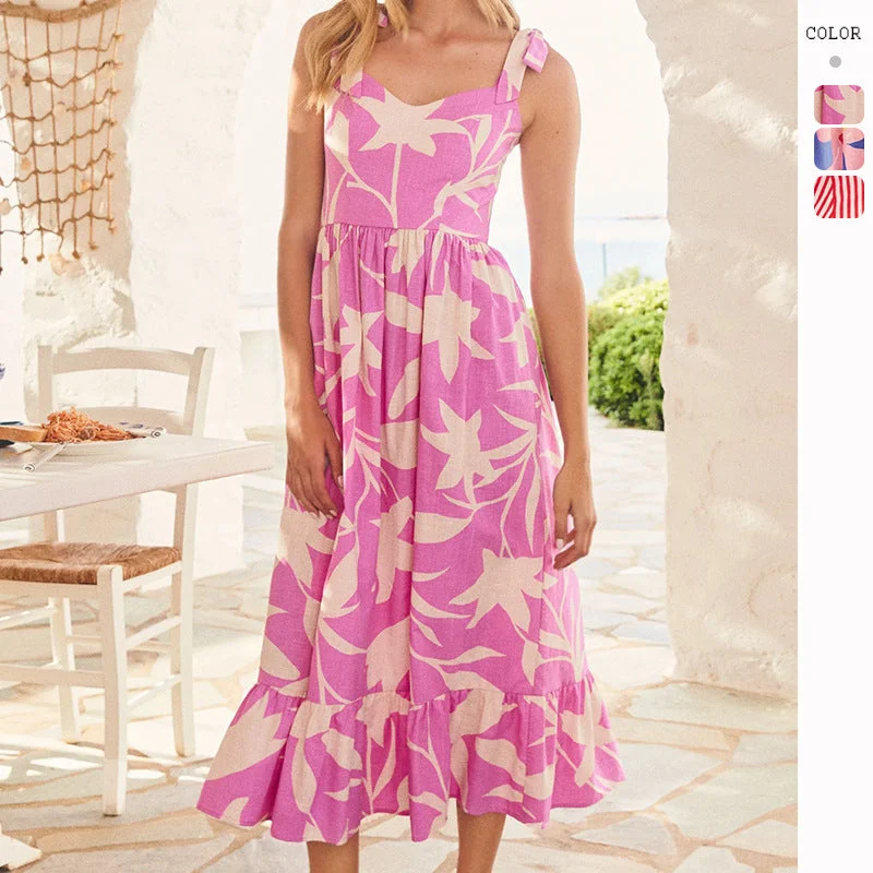 Great Bargains New Spring/Summer Printed Tie-Strap Dress