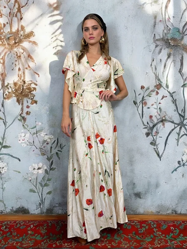 Bargain Bin Thyme, 70s poppy print jersey dress