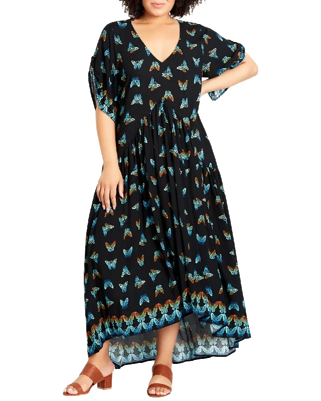 Price Cut Gal Border Print Dress | Black / Aqua