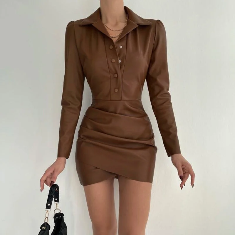 Amazing Deals Chic Commuter Deep V-Neck Button-Up Bodycon Dress