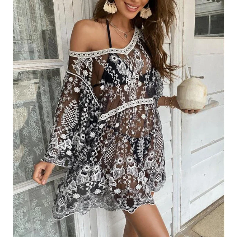 Hurry In Sexy Hollow Out Beach Cover-Up Dress